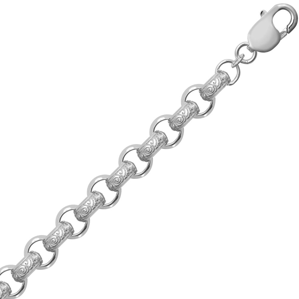 925 Silver Patterened & Plain Belcher 9.0mm Gauge Chain 22 Inch