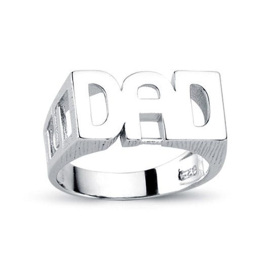 925 Silver Dad Ring with Curb Shoulders