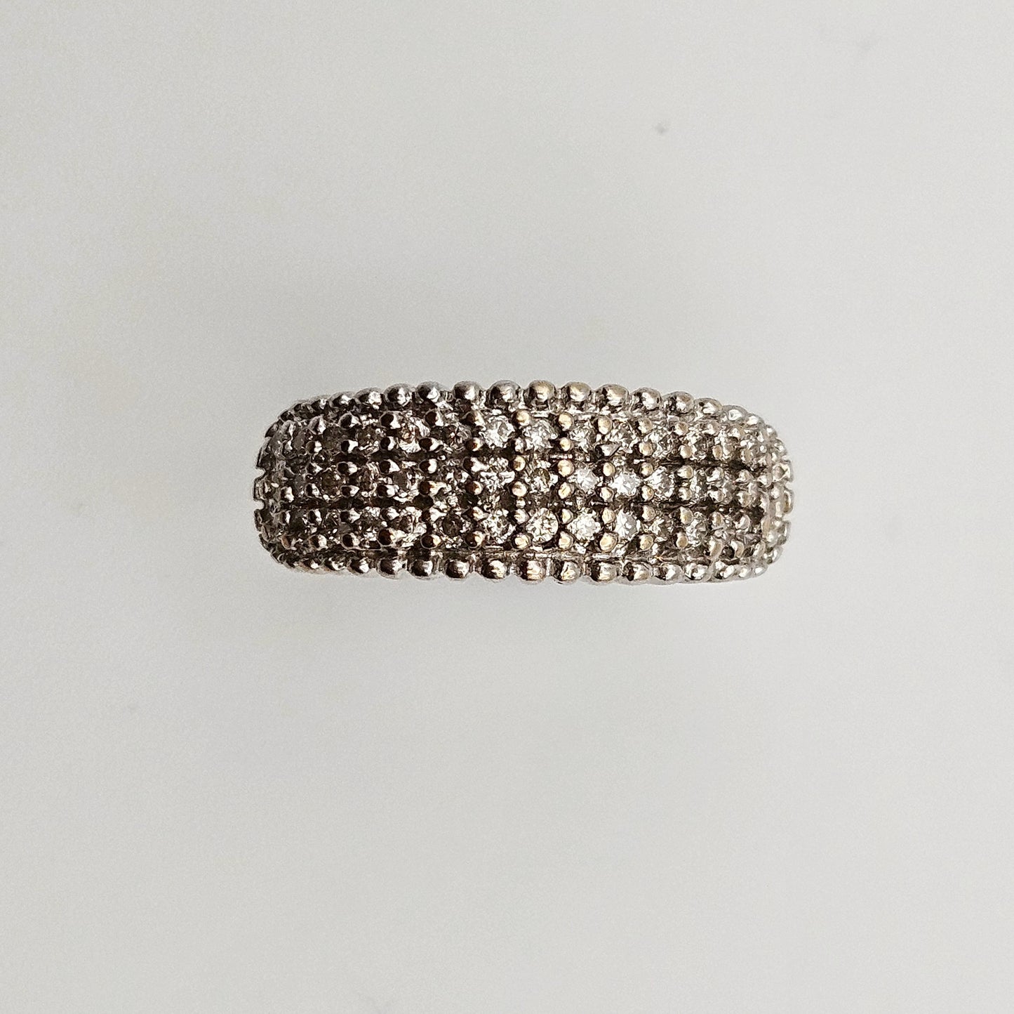 9ct White Gold Diamond Bombay Ring