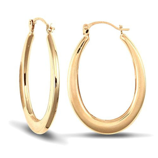 9ct Yellow Gold Oval Creole Earrings