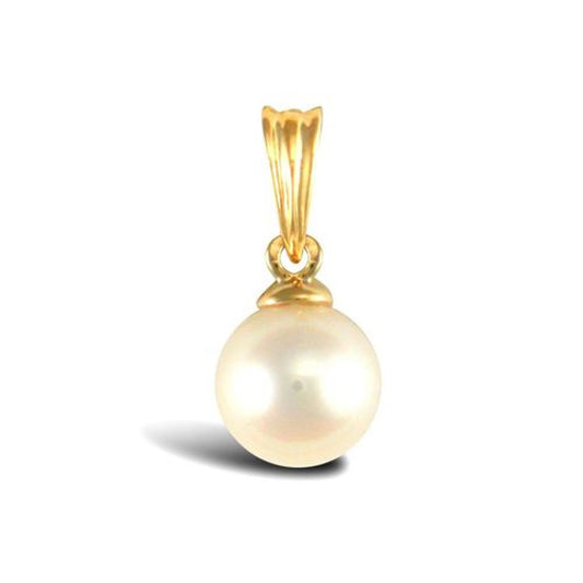 9ct Yellow Gold 6mm Cultured Pearl Pendant
