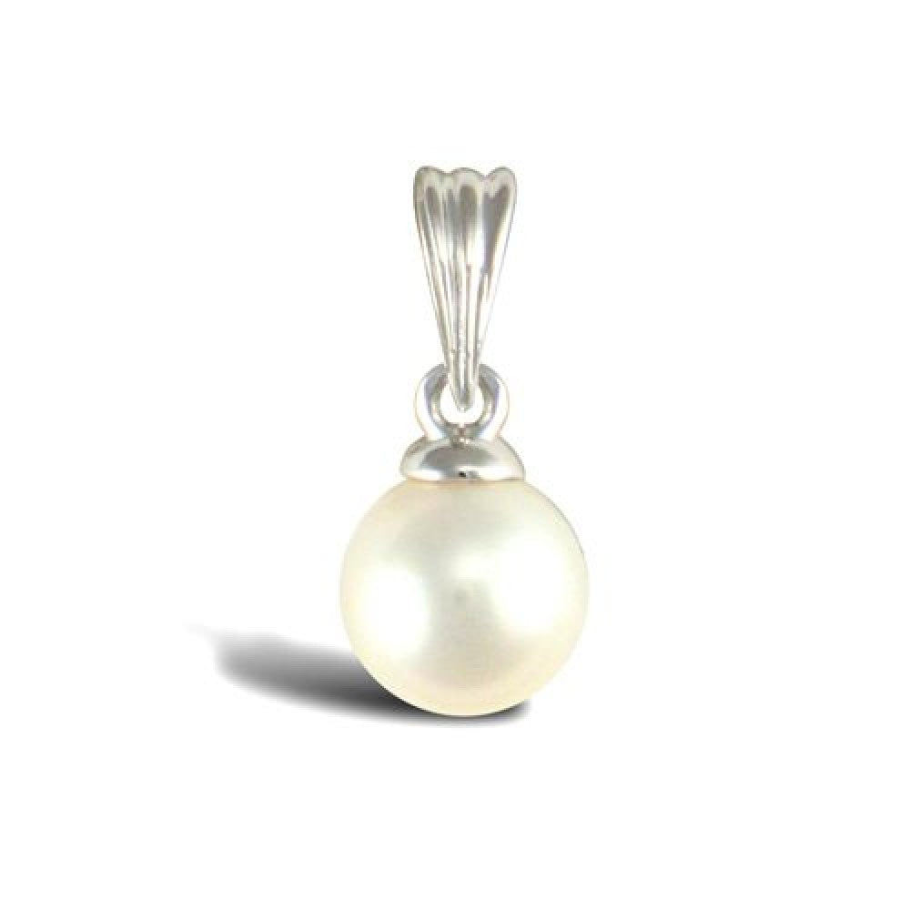 9ct White Gold 6mm Cultured Pearl Pendant