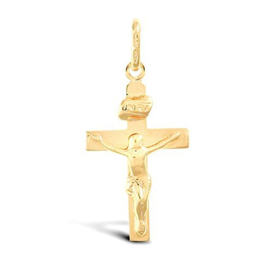9ct Yellow Gold Plain Flat Crucifix Pendant