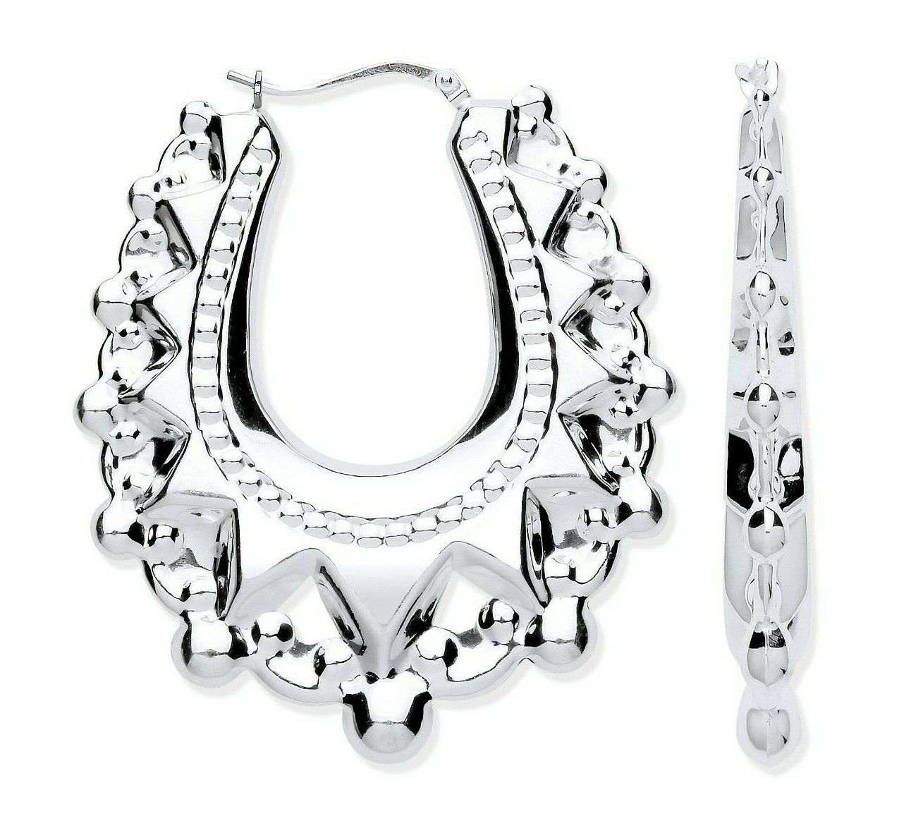 925 Sterling Silver Large Creole Hoop Earrings