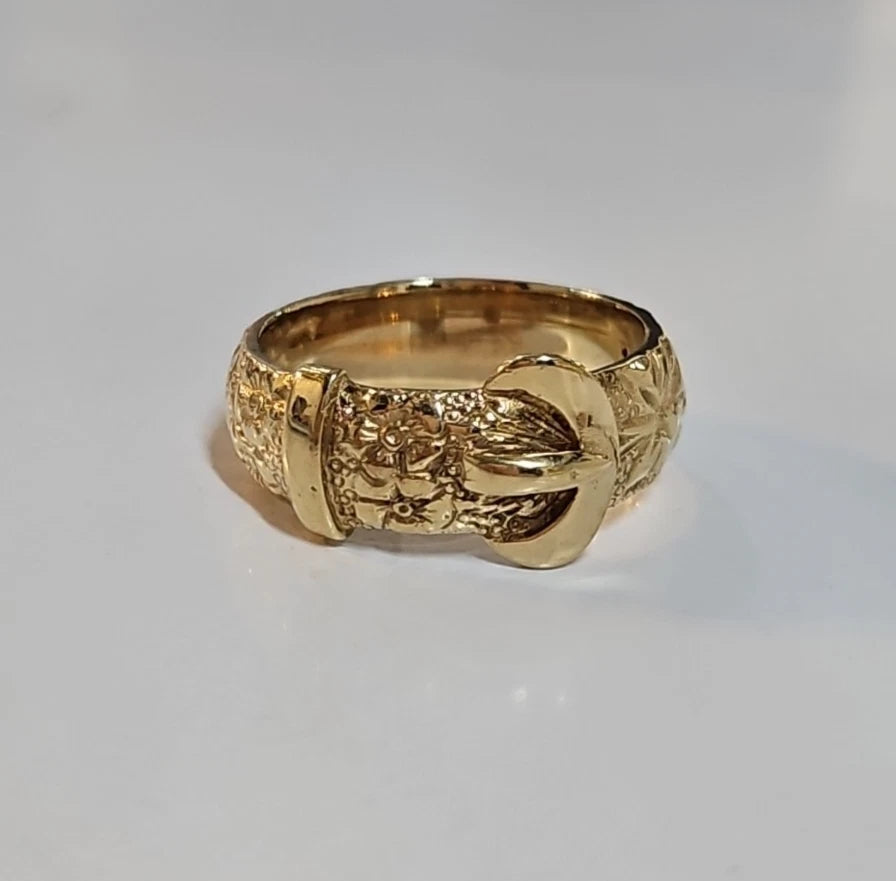 9ct Yellow Gold Buckle Ring, Size V 1/2