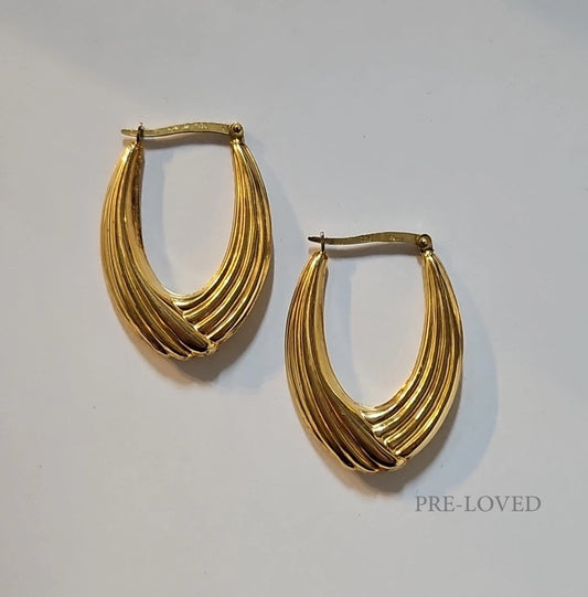 9ct Yellow Gold Patterned Hoop Earrings
