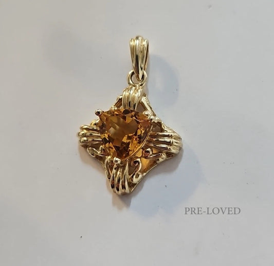 9ct Yellow Gold Citrine Heart Pendant