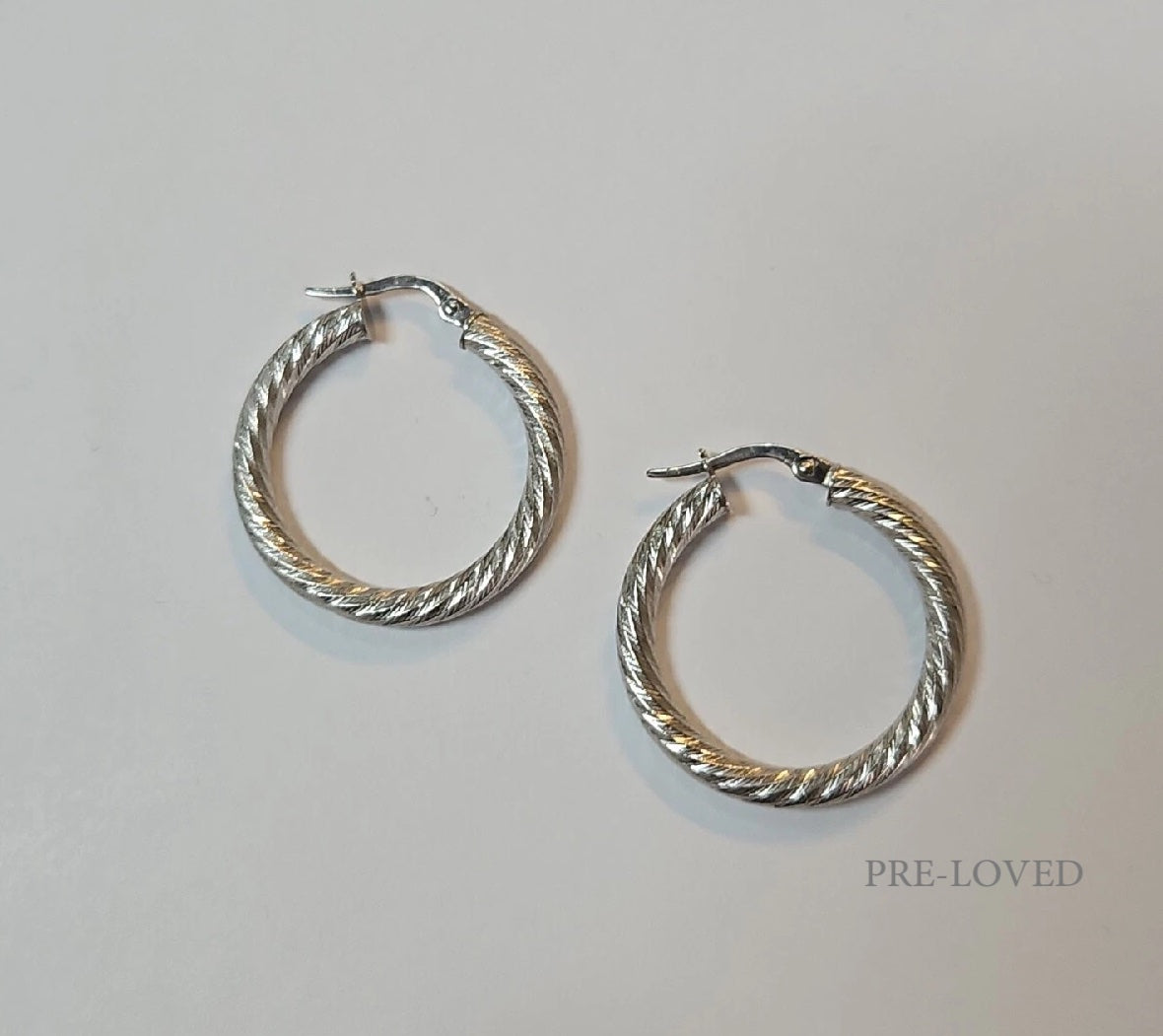9ct White Gold Twist Hoop Earrings
