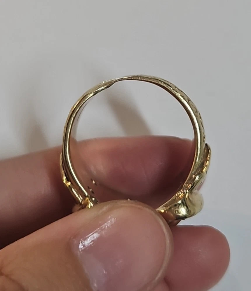 9ct Yellow Gold CZ Double Buckle Ring, Size T