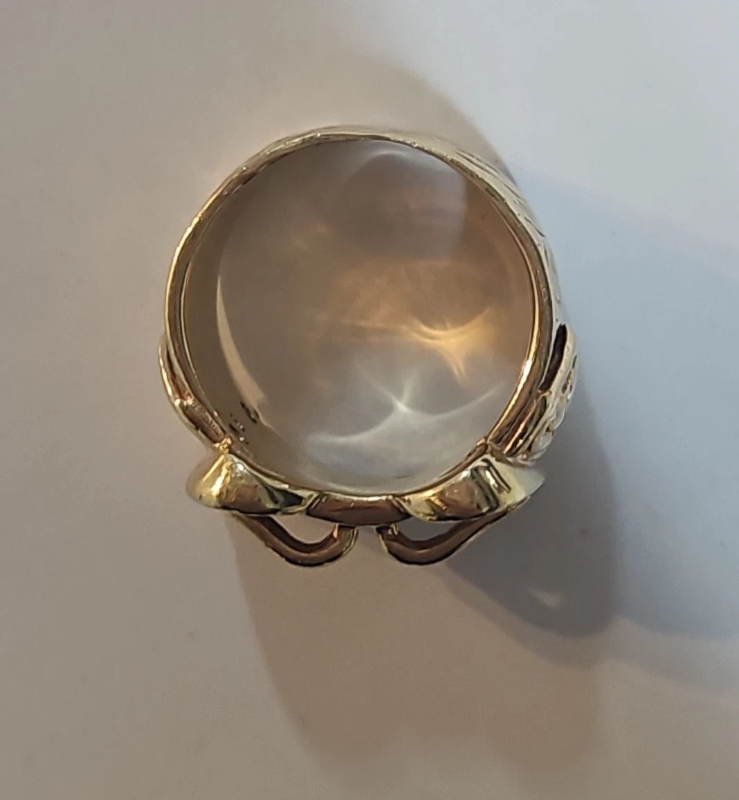 9ct Yellow Gold CZ Double Buckle Ring, Size T