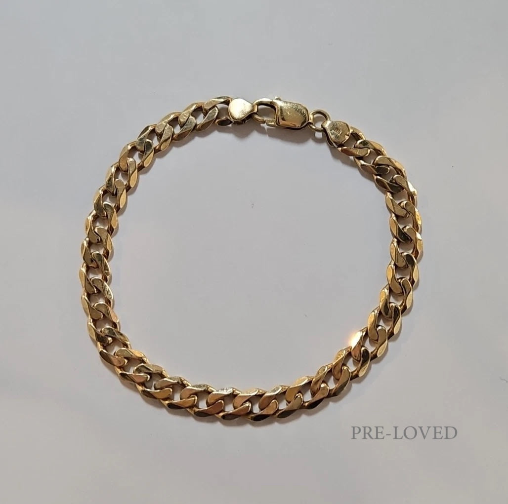 9ct Yellow Gold Curb Bracelet, 9 Inches