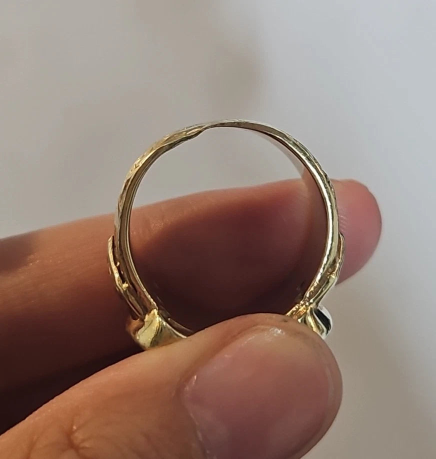 9ct Yellow Gold CZ Double Buckle Ring, Size T