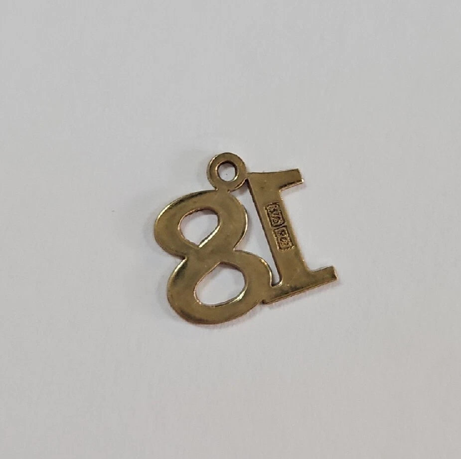 9ct Yellow Gold Age 18 Pendant Charm
