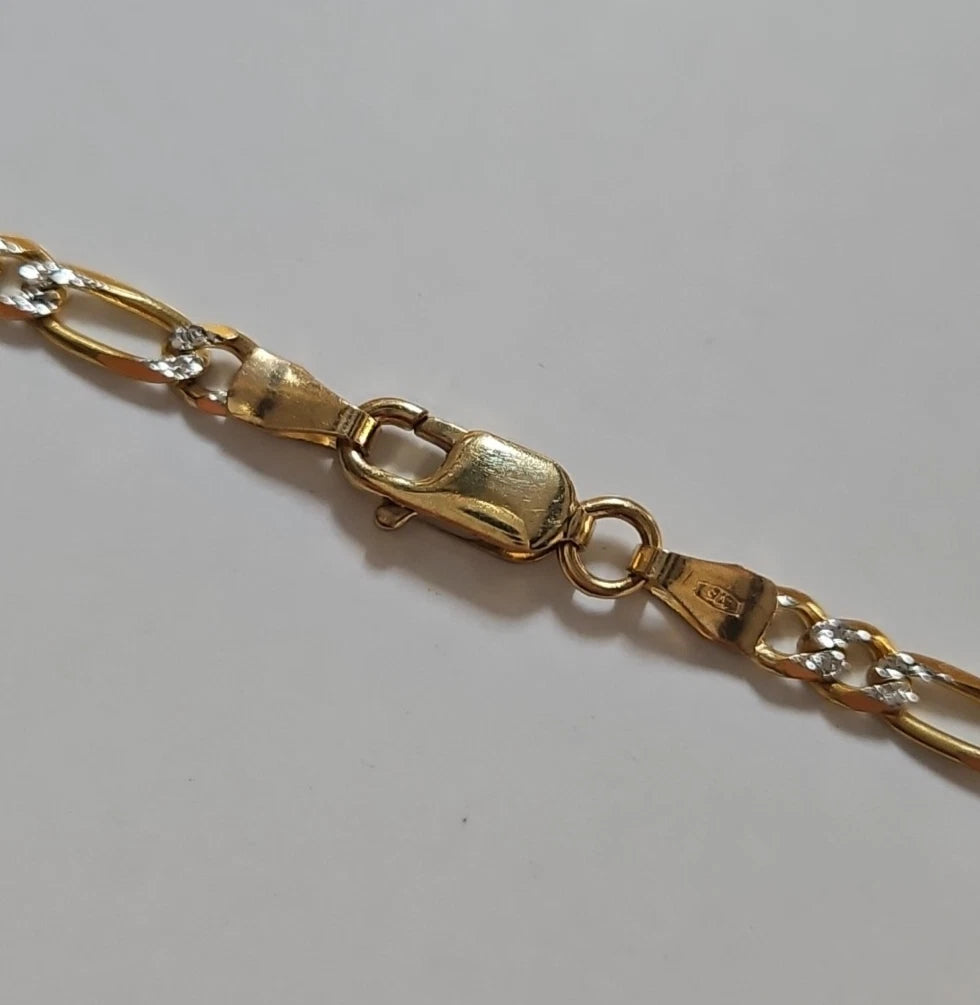9ct Yellow And White Gold Figaro Chain, 22 Inches