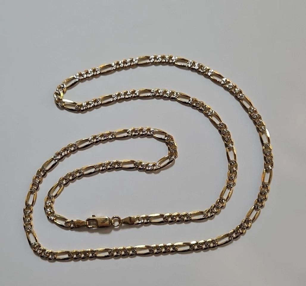 9ct Yellow And White Gold Figaro Chain, 22 Inches