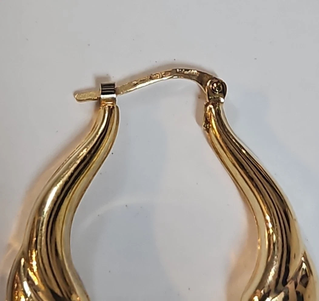 9ct Yellow Gold Patterned Hoop Earrings