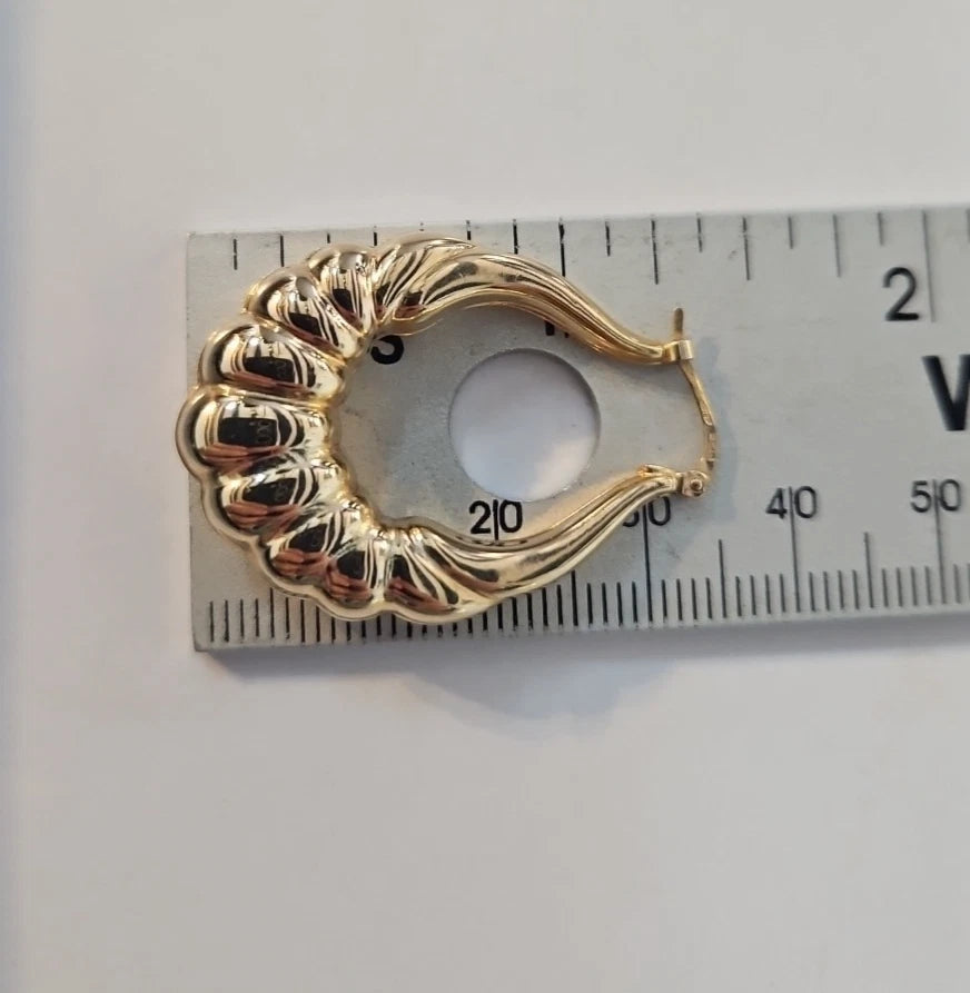 9ct Yellow Gold Patterned Hoop Earrings