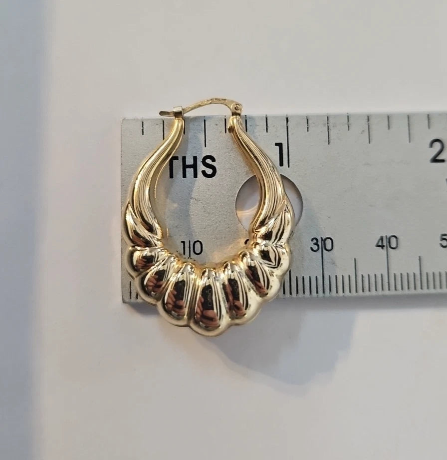 9ct Yellow Gold Patterned Hoop Earrings