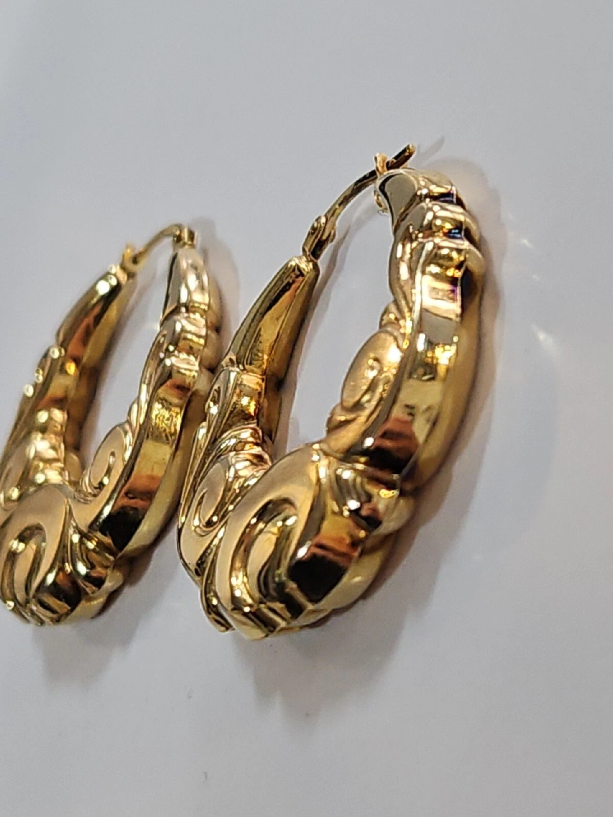 9ct Yellow Gold Patterned Hoops