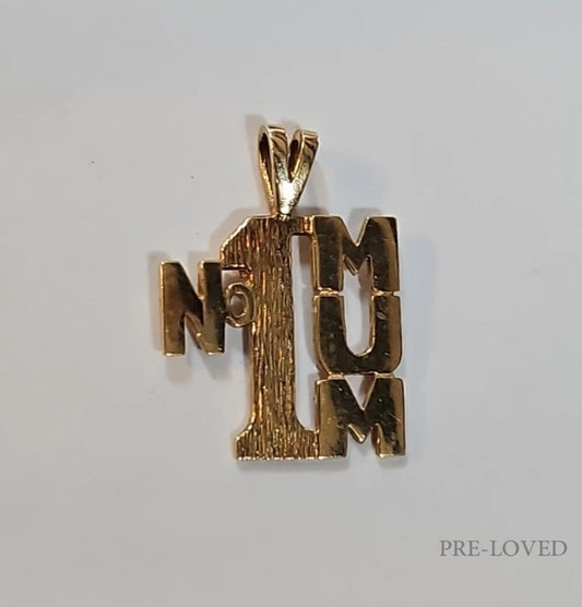 9ct Yellow Gold No 1 Mum Pendant