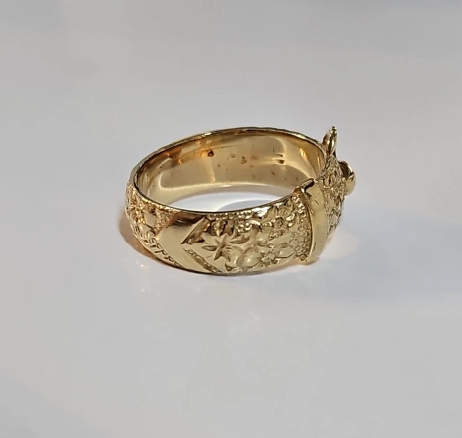 9ct Yellow Gold Buckle Ring, Size V 1/2