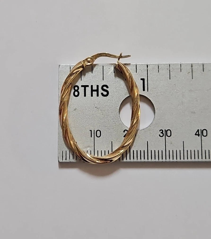 9ct Yellow Gold Twist Oval Hoops