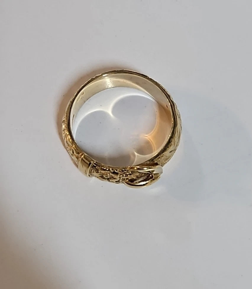 9ct Yellow Gold Buckle Ring, Size V 1/2