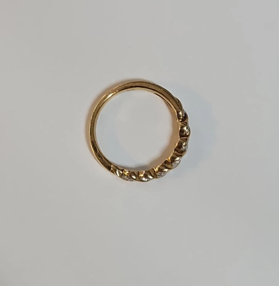 9ct Yellow Gold Diamond Wave Band Ring, Size N