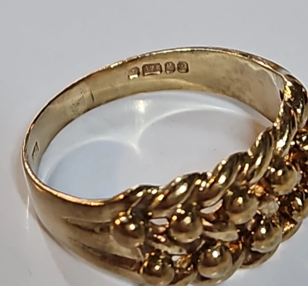 9ct Yellow Gold Keeper Ring, Size R