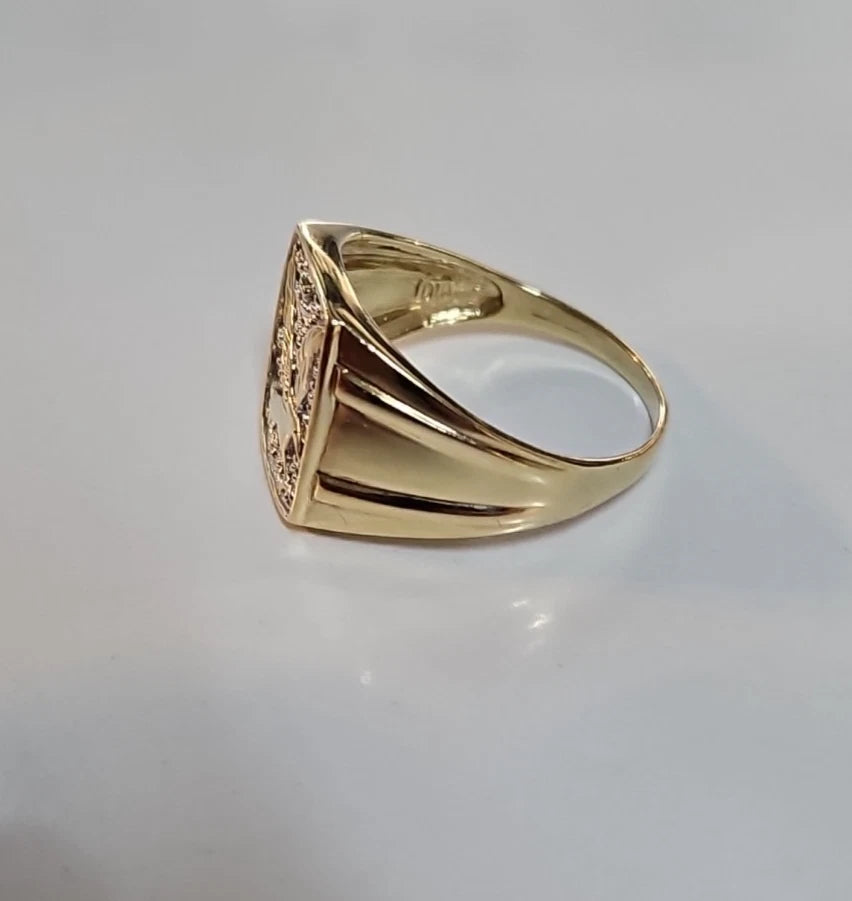9ct Yellow Gold CZ Eagle Ring, Size Z