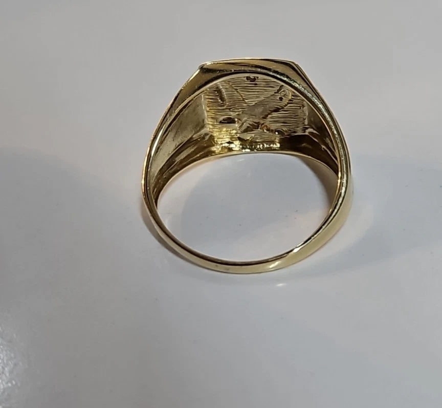 9ct Yellow Gold CZ Eagle Ring, Size Z