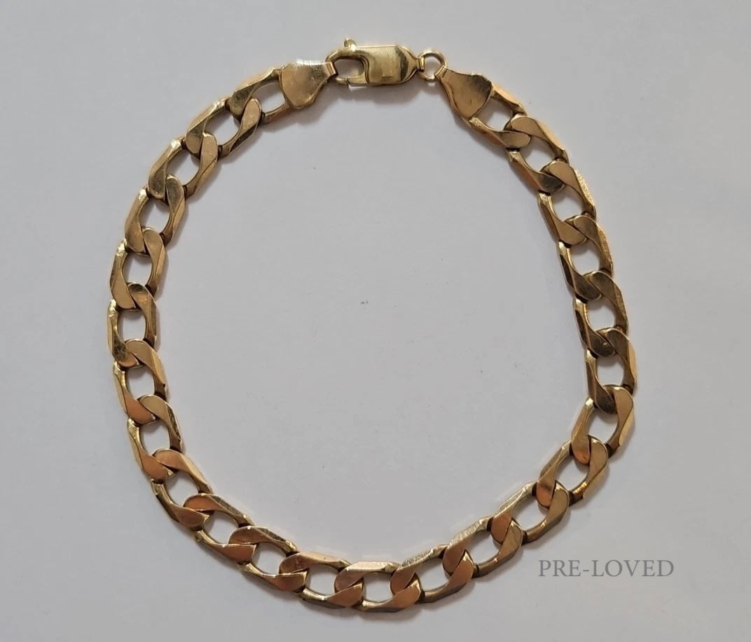 9ct Yellow Gold Curb Bracelet, 8.25 Inches