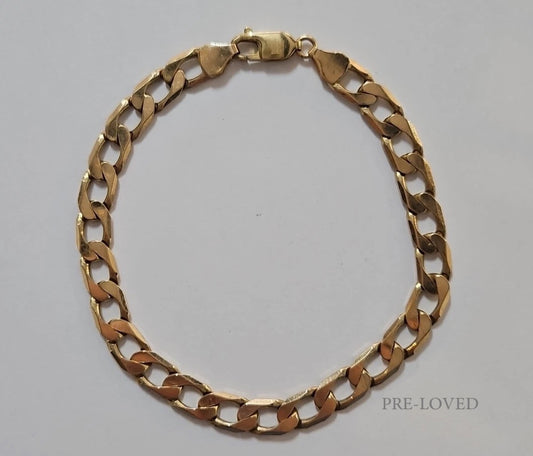 9ct Yellow Gold Curb Bracelet, 8.25 Inches