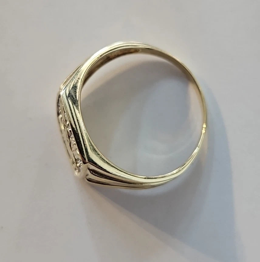 9ct Yellow Gold CZ Eagle Ring, Size Z