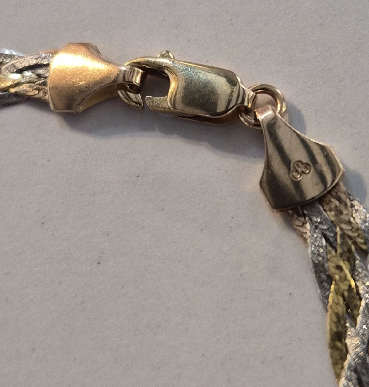 9ct Yellow And White Gold Herringbone Bracelet, 7.25 Inches