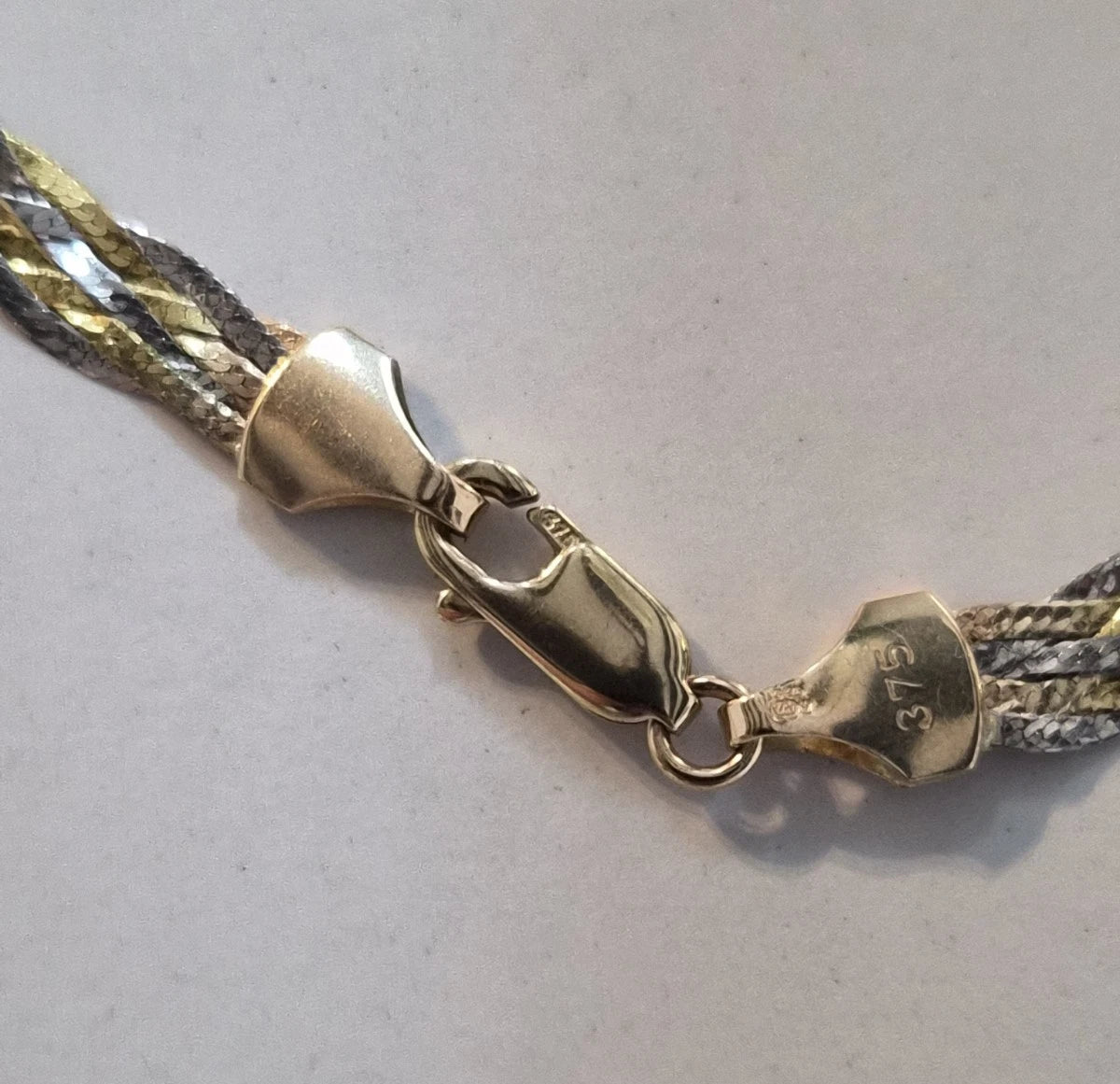9ct Yellow And White Gold Herringbone Bracelet, 7.25 Inches