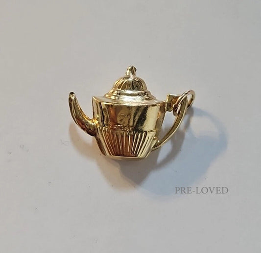 9ct Yellow Gold Teapot Charm Pendant