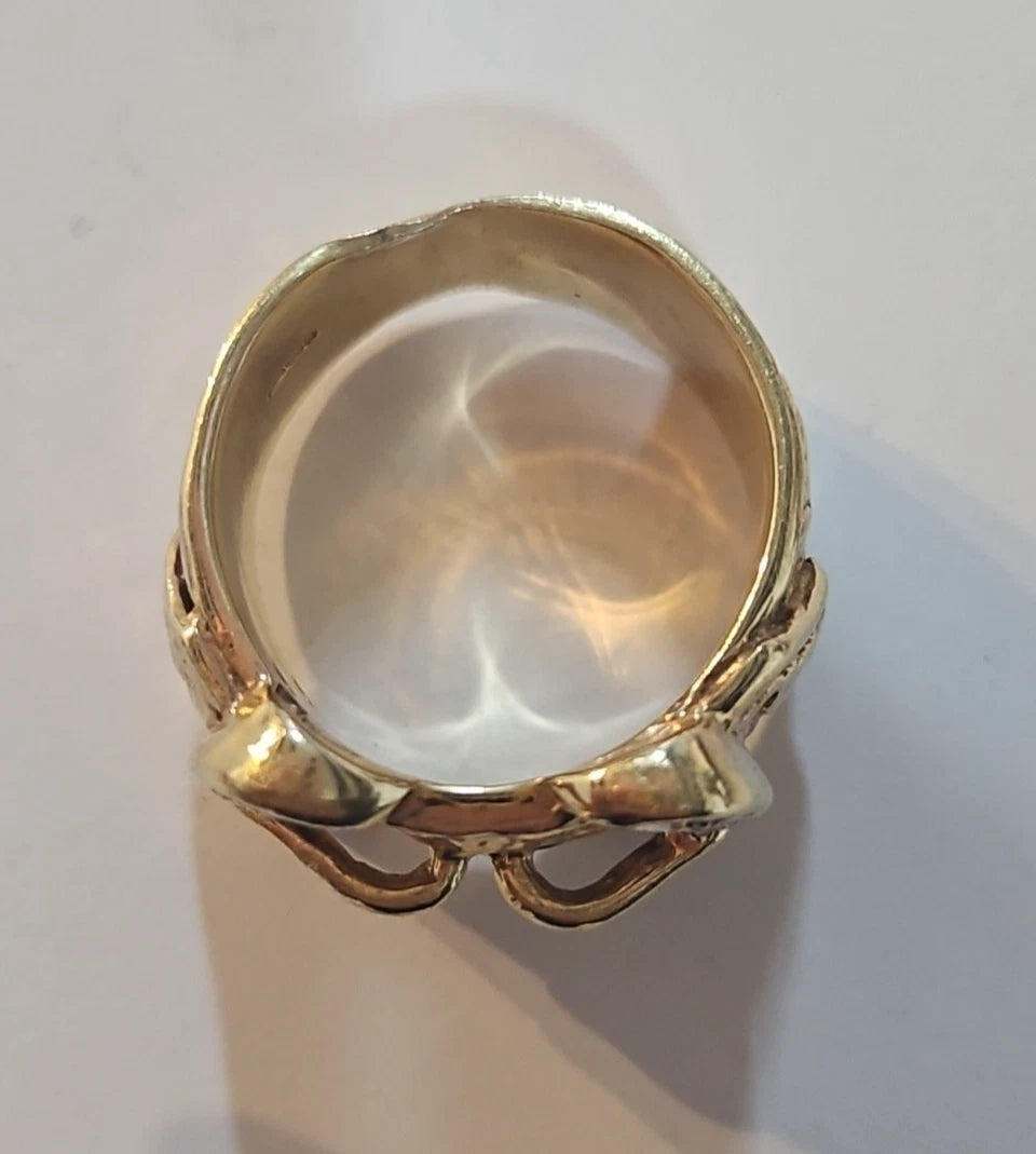 9ct Yellow Gold CZ Double Buckle Ring, Size T