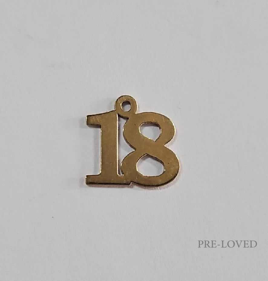 9ct Yellow Gold Age 18 Pendant Charm